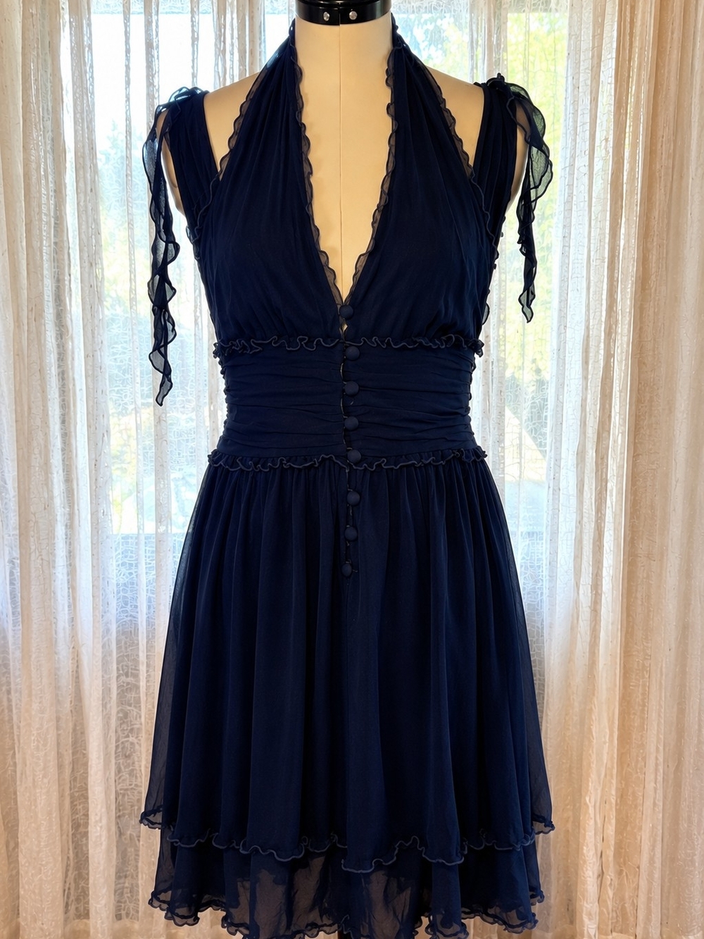 Navy Silk Dress